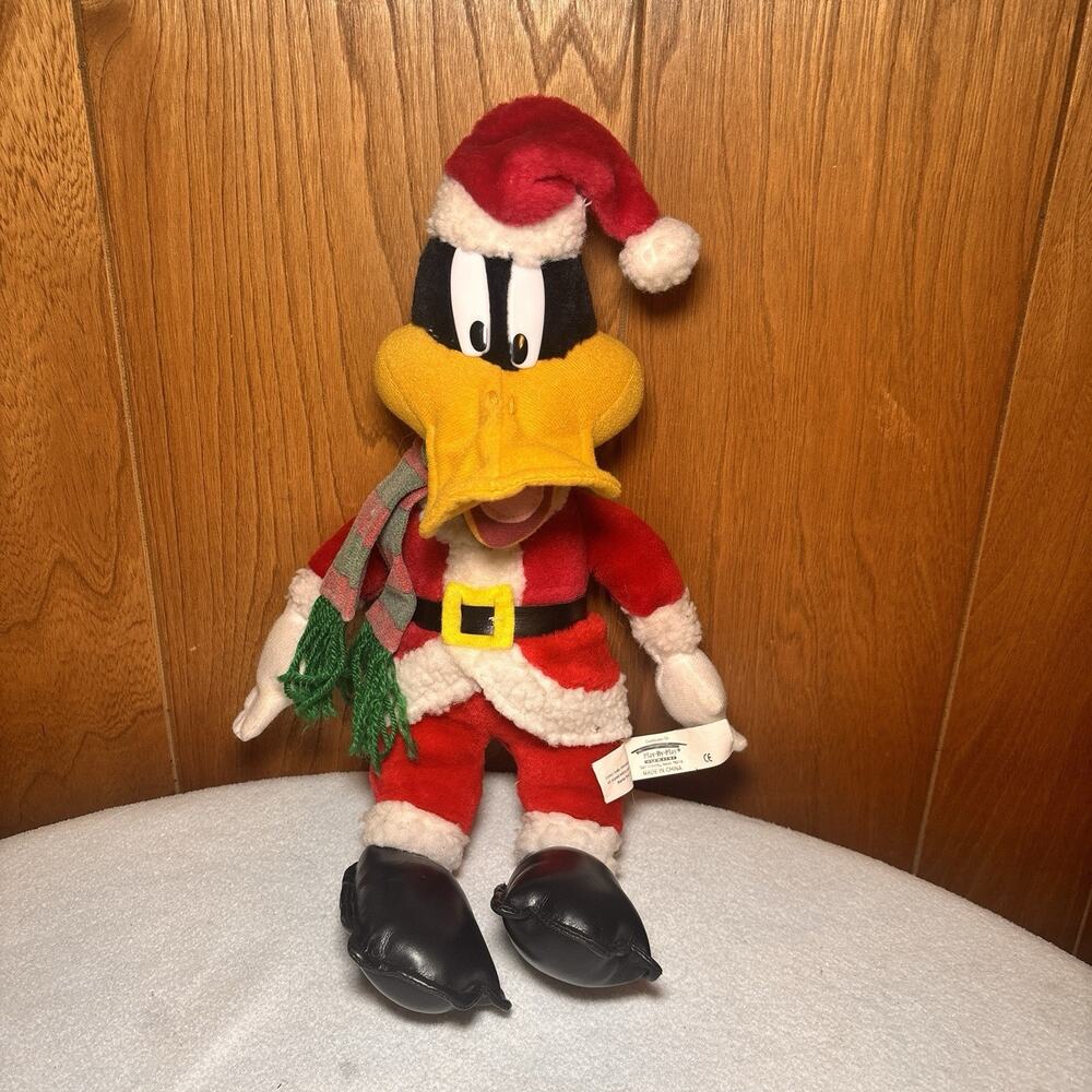 Daffy Duck Christmas Santa Plush 14” Looney Tunes Play By Play Holiday Vintage